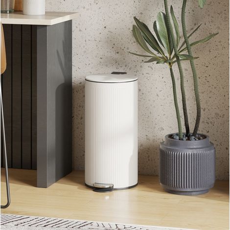 Cestino per rifiuti a pedale 30 L in metallo con coperchio a chiusura dolce e secchio interno OKWISH (1/5)