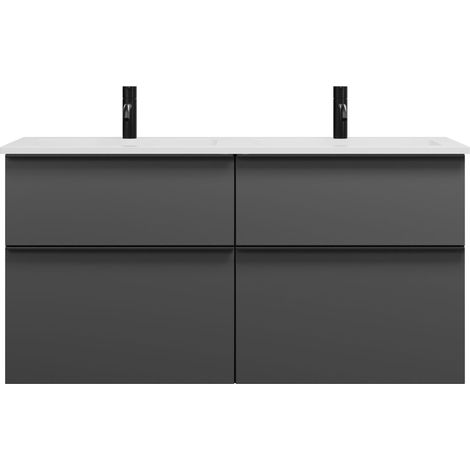 burgbad Eqio mueble bajo para lavabo doble con 4 cajones, anchura