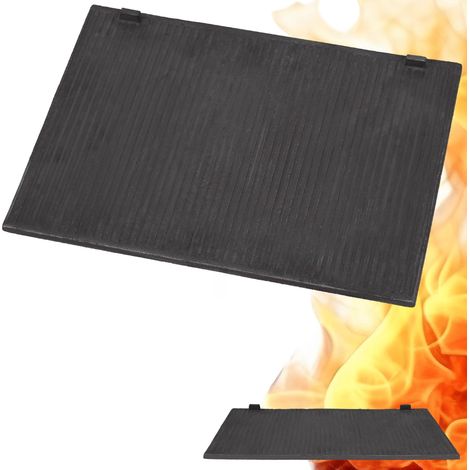 KOTARBAU® Plaque Fonte Pour Cheminée - 46 x 35 cm - Anthracite - Décorative - Plaque Fonte pour Insert Cheminée - Résistante à la Chaleur - Motif Rayures (1/5)