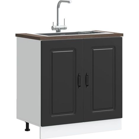 Spülenunterschrank Kalmar Schwarz 80x46x81,5 cm Holzwerkstoff