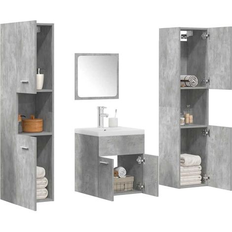 5-tlg. Badmöbel-Set Betongrau Holzwerkstoff (1/5)