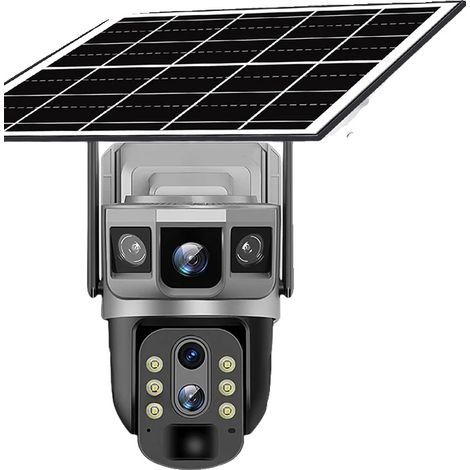 Cámara de videovigilancia alimentada por energía solar, conectividad 4G, visión nocturna a todo color, cámara 4G (1/2)