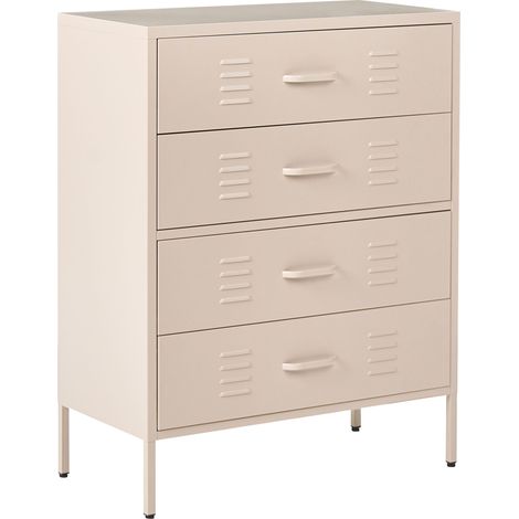 Cassettiera in metallo a 4 cassetti mobile contenitore in acciaio stile industriale beige chiaro Enago