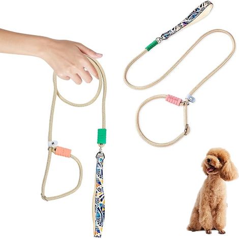 Dog Lead, 180 cm with Padded Handle, Anti-Pull Dog Lead for Small, Medium and Large 360° Rotation without Knot, Anti-Choking and Release (Khaki) (1/5)