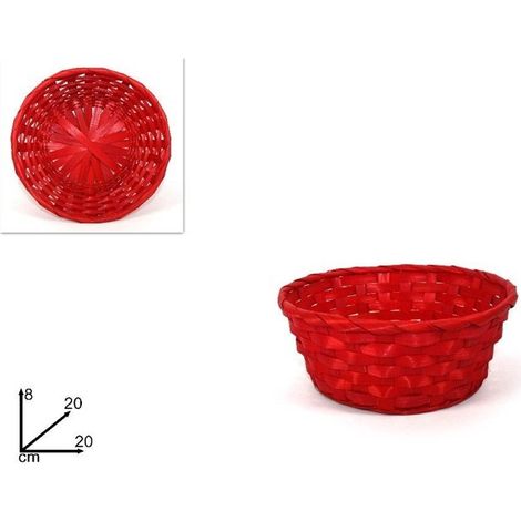 Cestino Pane da Tavola Rosso Intrecciato Tondo 20 cm