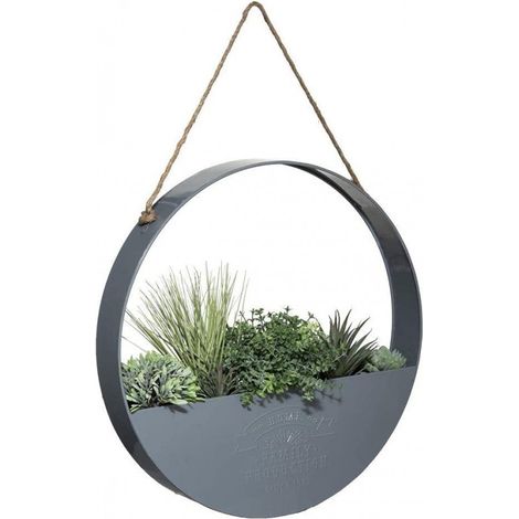 Plantes vertes artificielles dans Suspension en Métal Gris - Atmosphera (1/5)