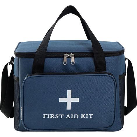trousse de Secours Vide 14L, Trousse Medicaments Voyage XXL, avec Manche et Bandoulière, Tissu DOxford Étanche, pour Maison, L’école, Voyages, Camping(Marine) (1/5)