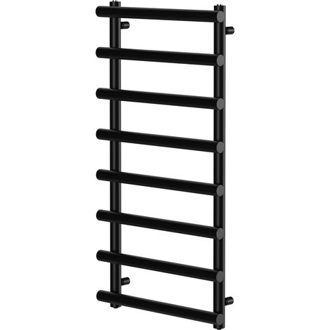 Colore Finley Matt Black 1150mm x 600mm Designer Heated Towel Rail (1/5)