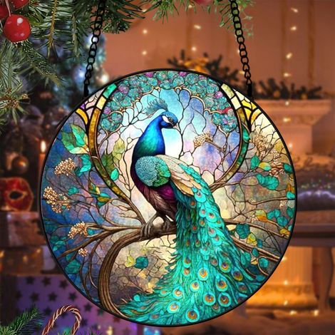 Attrape-soleil vitrail chien 20 cm décoration suspendue fenêtre animal lumineux cadeau Noël (1/5)