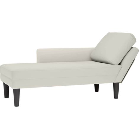 Chaiselongue mit Kissen und Rechter Armlehne Creme Samt (1/5)