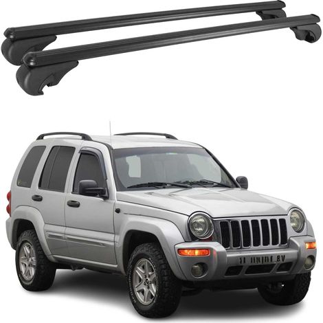 OMAC Aluminium Dachträger Querträger für Jeep Cherokee KJ 2002-2007 – TÜV / DIN 75302:2019 – Abschließbar – Max. 75 kg – 2 Stangen Schwarz (1/5)