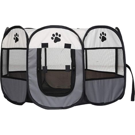 Youyijia Portable Pet Playpen Puppy Playpen Pet Dog Cat Playpen Cage Crate 91 x 91 x 58cm Soft Fabric Foldable Pet Indoor Outdoor for Rabbit Hamster Guinea Pig Gray (1/5)