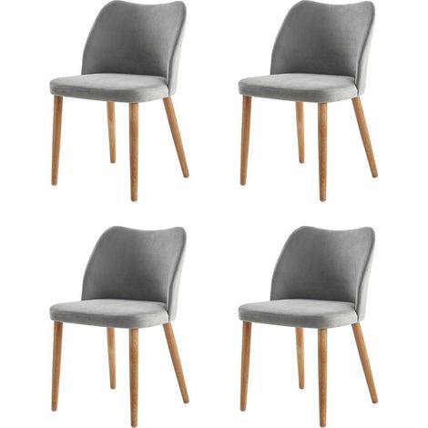 4er Set Esszimmerstühle Grau mit Holzbeinen, bequem & ergonomisch (1/5)