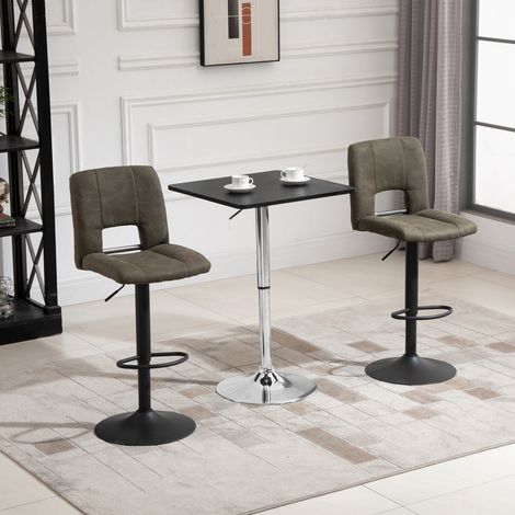 Table de bar réglable en hauteur, pivotante à 360°, pieds anti-rayures, base métallique stable, noir/argent (1/5)