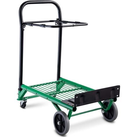 GOPLUS Chariot Pliable Roulant 2 en 1-Réglable en Haueur à 3 Niveaux, 63x42x75CM Charge 90kg,Cadre en Acier,avec Clips de Fixe,Vert (1/5)