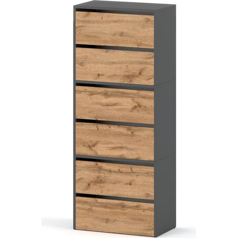 Meuble à chaussures 150 cm – Gris mat et chêne Wotan – Résistant aux rayures et à l'humidité – Modularité jusqu'à 3 niveaux (1/5)