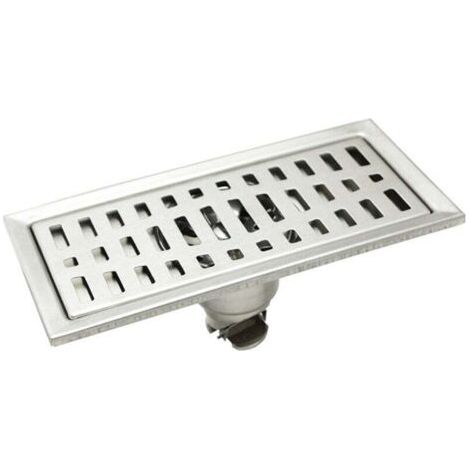 Desagüe rectangular para duchas, desagüe de suelo para baño y cocina, captador de pelos y residuos, acero inoxidable, 20 × 10 cm (1/4)