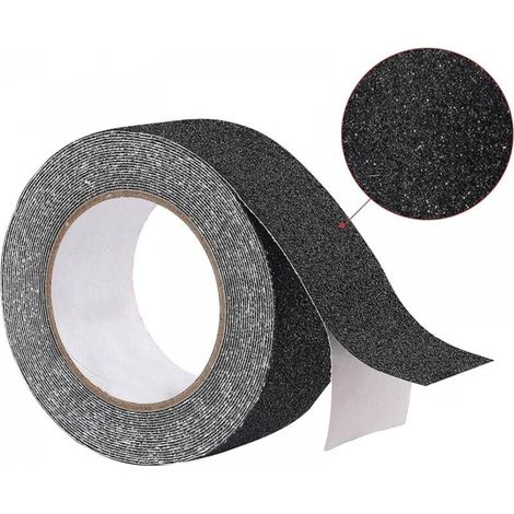 Bande Antiderapante Escalier 5 m x 2,5 cm, Ruban Adhésif Antidérapant Noir, Bande Adhesive Antiderapante pour Extérieur et Intérieur, Scotch Antiderapant Ruban Antidérapant Imperméable (1/5)