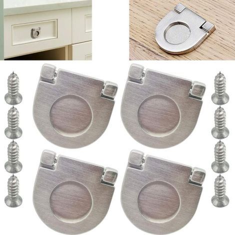 Lot de 4 poignées invisibles en acier inoxydable, accessoires pour tiroirs, armoires, armoires - Avec vis (35 mm), poignées pour meubles de cuisine (1/3)