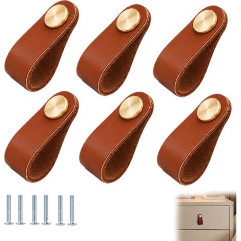 Poignée Meuble Cuir Marron, Poignée Tiroir à Un Trou Déco Intérieur (1/5)