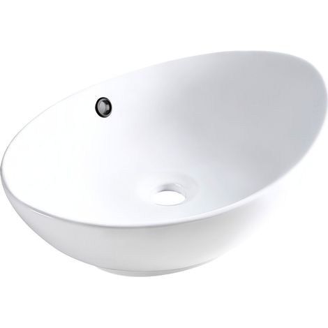 BALNEO - vasque à poser en céramique ZERRA avec trop-plein rond noir - lavabo de salle de bain moderne (1/5)