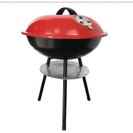 TG71417 Runder Garten-Holzkohlegrill für Briketts mit Deckel und tragbarer Aschebox