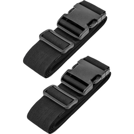 Lot de 2 sangles à bagages réglables, noires, avec boucle à dégagement rapide, pour sécuriser vos bagages pendant vos voyages.-AquaForge (1/5)
