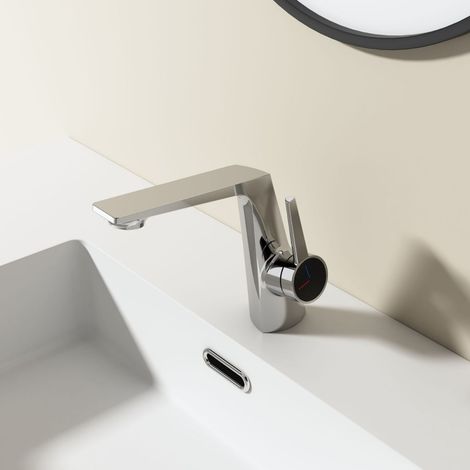 Robinet mélangeur chaud et froid avec tuyau d'eau, Chrome (1/3)