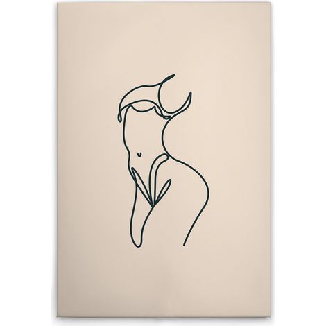 Leinwandbild Silhouetten Oneliner M1-No.51713 - Kunstdruck auf Leinwand in Creme Schwarz - Wandbild 30 x 45 cm (1/5)