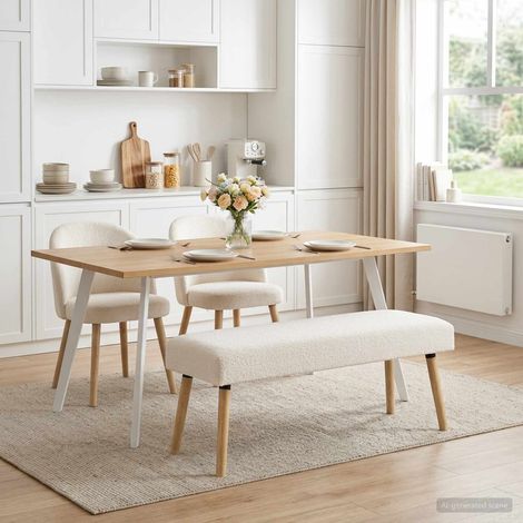 vidaXL banc Uni Crème 110 x 40 x 46 cm Bouclé (1/5)