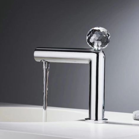 Robinet de Lavabo en Laiton Massif à Poignée à Soulèvement, Cartouche Céramique, Montage 1 Trou, Finition Chrome pour Meuble de Salle de Bain-Alovez (1/5)