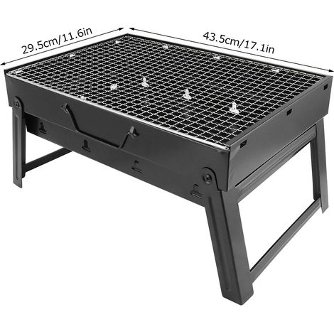 Barbecue Grill Holzkohle Edelstahl – Tragbarer Klappgrill Grill Schreibtisch Tisch Räuchern Outdoor BBQ Ofen 432923cm