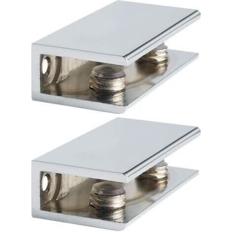 Présentoirs rectangulaires en verre réglables – Sans cadre, lot de 2, chromés et résistants à la flexion (1/5)