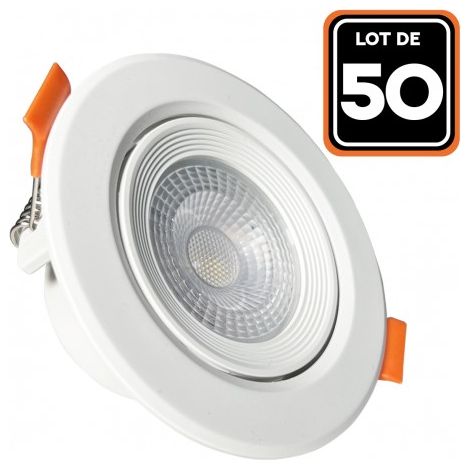 Europalamp – Lot de 50 spots LED encastrables ronds 5W – Blanc neutre 4000K – Angle de diffusion 60° – Économie d'énergie jusqu'à 80% (1/4)