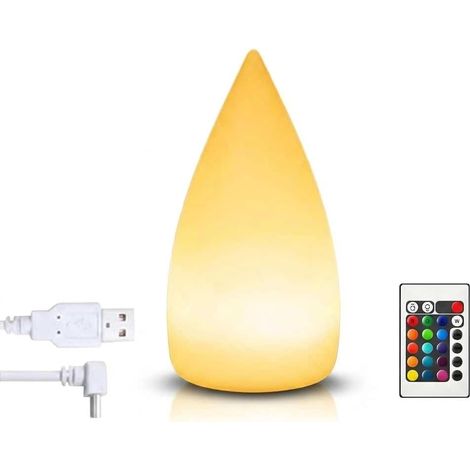 Lampe de Chevet LED RGB Multicolore 16 Couleurs 4 Modes, Veilleuse Couleur USB C Rechargeable, IP65 Lampe de Table Sans Fil avec Télécommande et Cable pour Sauna, Restaurant, Bar, Jardin, [Classe éner (1/5)
