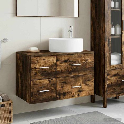 vidaXL Bathroom Furniture Set 2 pcs Smoked Oak Engineered Wood (1/5)