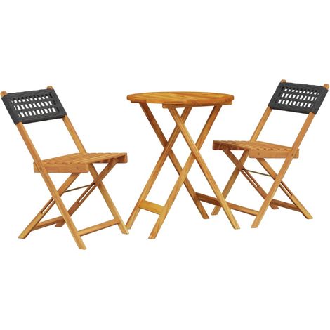 Maison Exclusive - 3-tlg. Bistro-Set Schwarz Poly Rattan und Mass