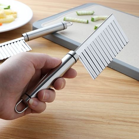Ensemble de 2 accessoires de rangement pour la cuisine : couteau ondulé en acier inoxydable, hachoir à fruits et légumes ondulé (1/4)