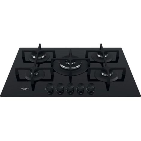 Placa de cocina empotrada Whirlpool GOA 7523/NB1 de 73 cm a gas, 5 fuegos, color negro