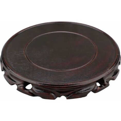 Vintage Rosewood Round Vase, 20cm, Oriental Style Stand, Table Lamp Teapot Holder, Stable Base for Home Decor, Brown (1/2)