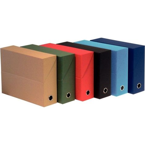 Boîte de classement carton toilé Exacompta dos 9 cm bleue marine - Lot de 5