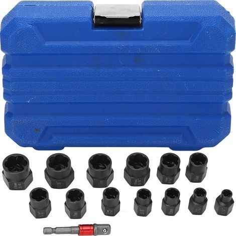 Mutternausdreher-Set, 14-teilig, 3/8 Zoll, zum Entfernen beschädigter, verrosteter Schrauben, Sechskant-Steckschlüssel (1/5)