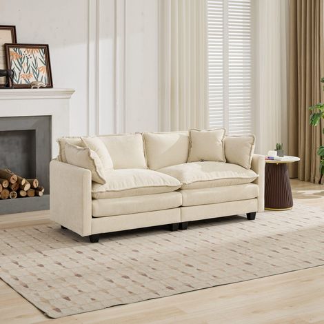 Canapé d'angle Cloud (pouf non inclus), canapé moderne, idéal pour le salon, la chambre et l'appartement, coussin d'assise double couche confortable, tissu chenille respirant, beige, DE5012BG (1/5)
