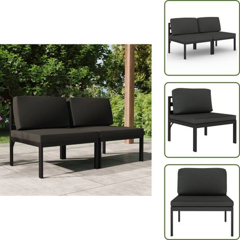 Gartensofa 2-Sitzer mit Kissen Aluminium Anthrazit - Gartensofa - Outdoor Möbel - Lounge Set - Alu Sofa - Anthrazit Sofa (1/5)