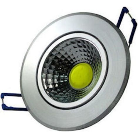 YMYNY Mini spot LED COB encastrable 3 W, lumière froide et chaude, avec ailettes en plaques de plâtre - Argent-Blanc chaud -