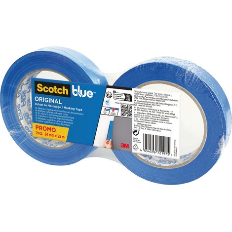 Ruban de masquage Multi-Surfaces ScotchBlue™, 24 mm x 55 m, 2 Rouleaux/Emballage, 100% PEFC, SGSCH-PEFC-COC-110078 (1/10)