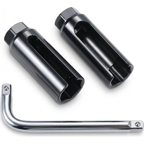 Lot de 2 douilles pour sonde lambda, douille pour capteur O2 22 mm 1/2" avec fente latérale pour protéger les câbles, avec rallonge en forme de L 1/2", entraînement universel pour toutes les (1/5)
