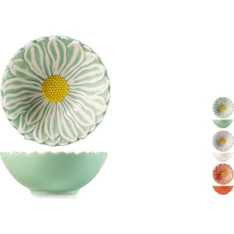 H&H, Set 6 ciotoline Coupe in Ceramica Decorata a Forma di Fiore – Ø 16 cm – Lavabili in Lavastoviglie e Utilizzabili in Microonde (1/4)