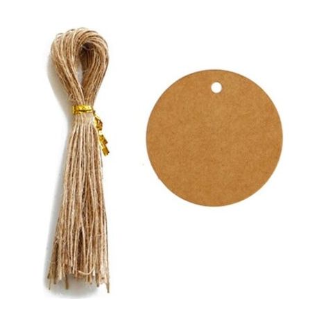 100PCS Étiquettes Kraft,Étiquette Cadeaux,Étiquette Ronde 4x4cm Kraft Étiquettes Étiquettes Vierges pour Mariage,Anniversaire,Noël (Marron) (1/5)