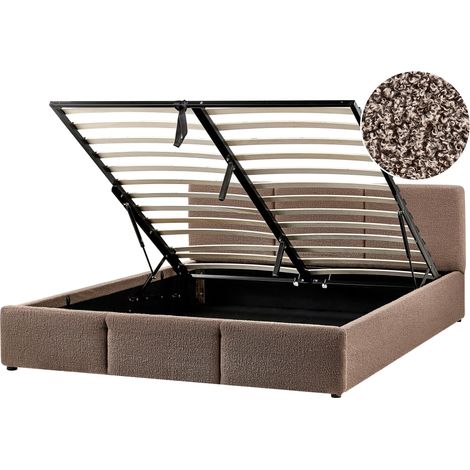 Ottoman Bed Boucle BOUSSE 160 x 200 cm (EU King Size) Taupe (1/5)